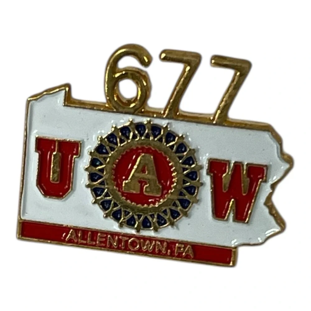 Mack UAW Local 677 Allentown PA Enamel Lapel Hat Tie Pin Auto Workers Union